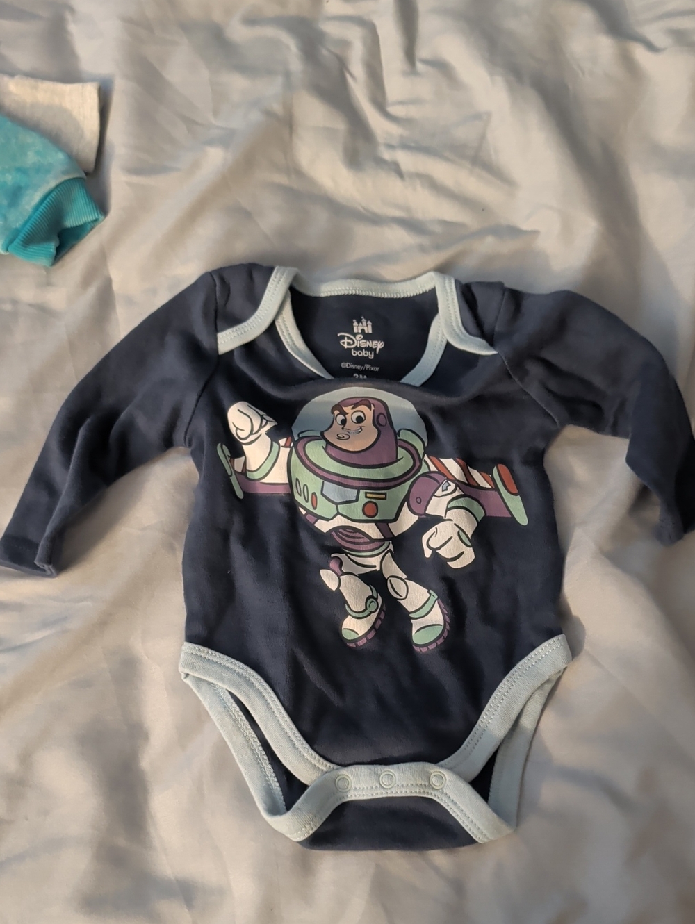 Disney Navy and Light Blue Buzz Lightyear Long-Sleeve Bodysuit
